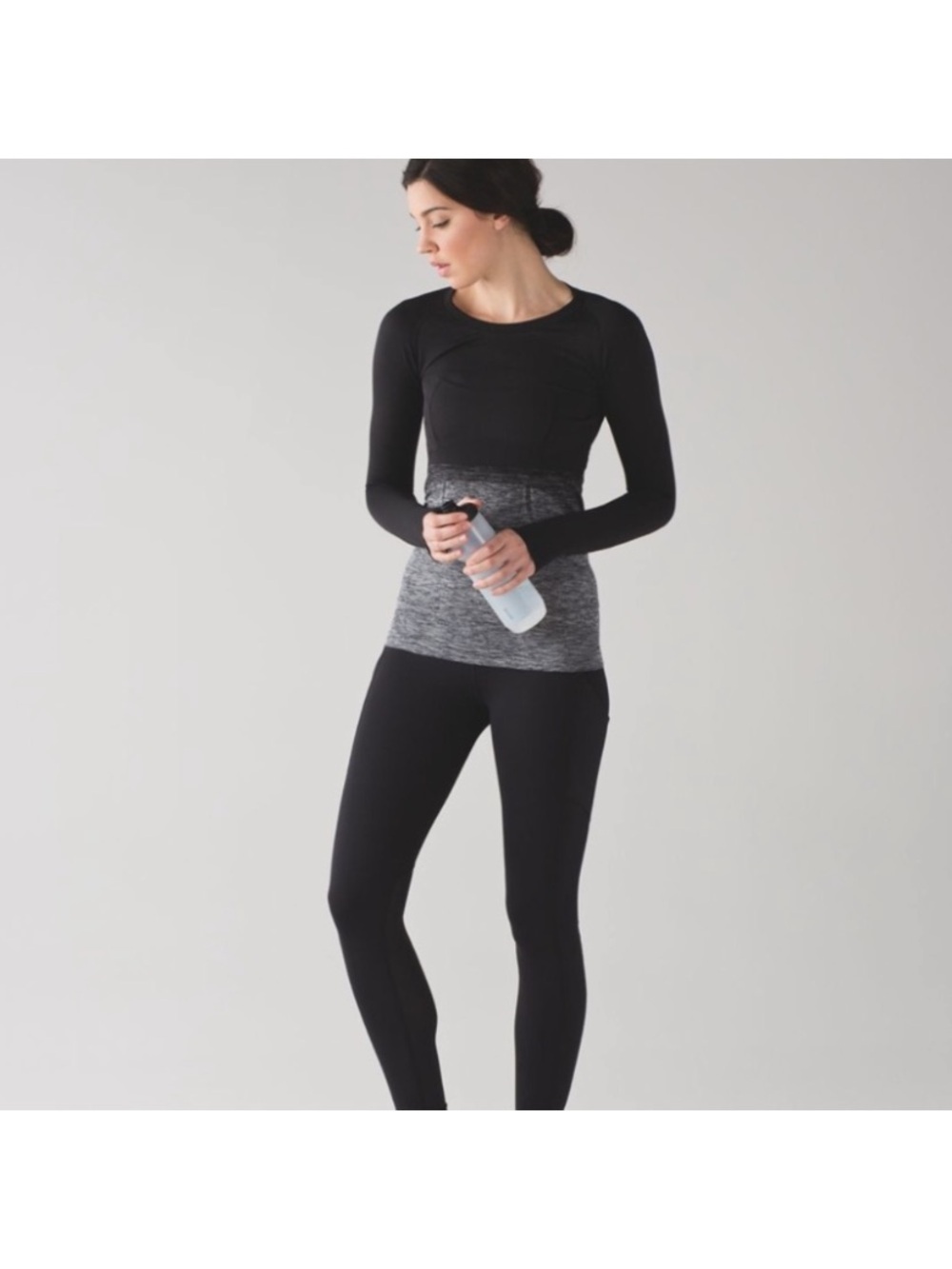 Lululemon Long Sleeve Gray and Black Ombre Fitted Swiftly Tee Size 4